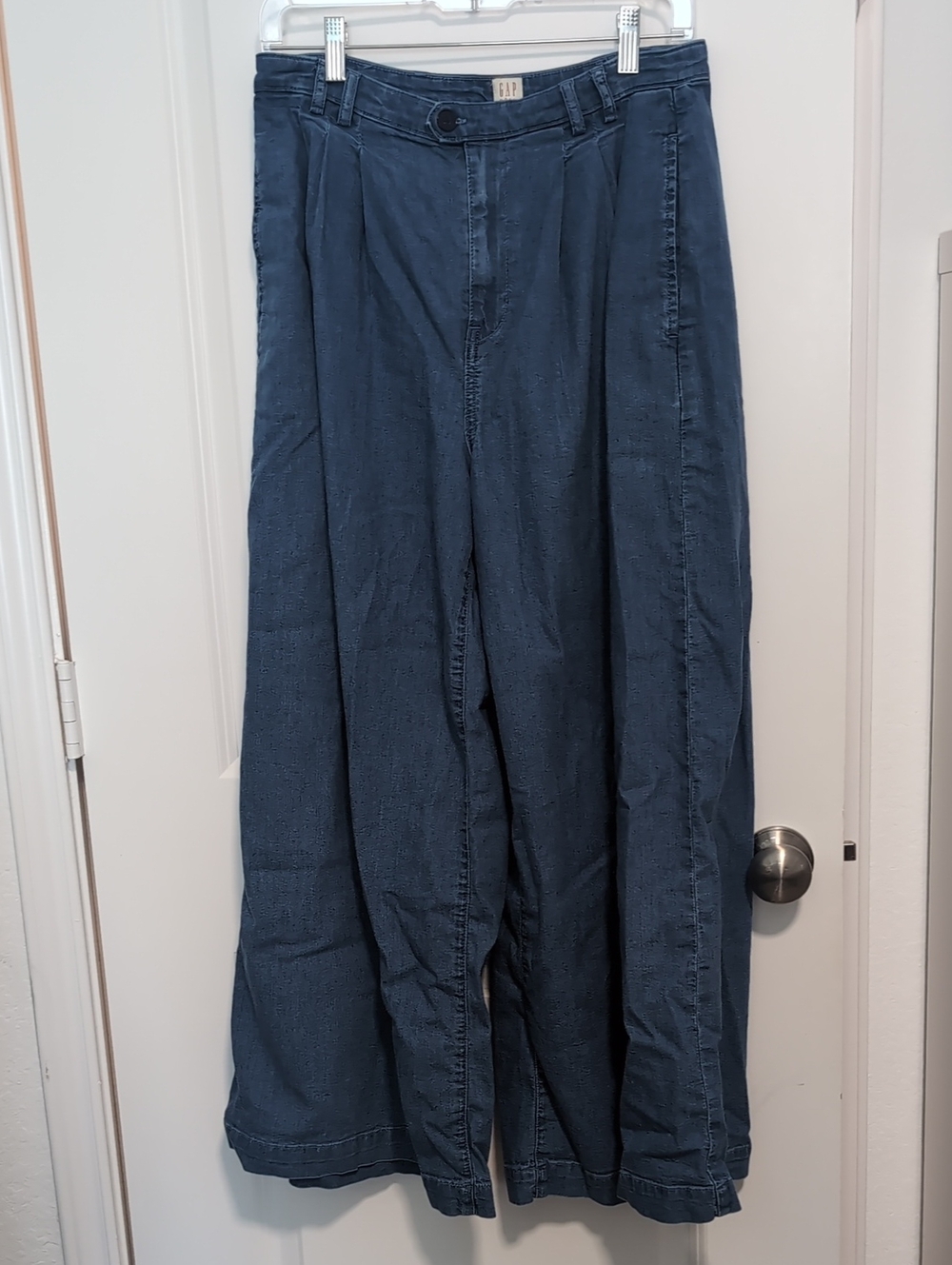 High-Rise Wide Leg Bootcut Trousers in Deep Blue